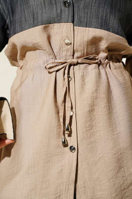 Bel Tünelli Kot Garnili İkili Takım Latte - Thumbnail