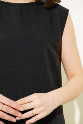 Kolsuz Bisiklet Yaka Uzun İçlik Siyah - Thumbnail