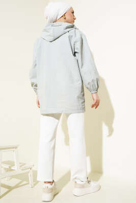 Cep Tokalı Fermuarlı Kap Gri - Thumbnail