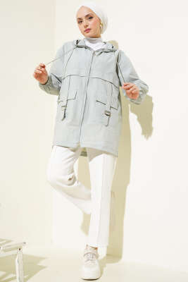 Cep Tokalı Fermuarlı Kap Gri - Thumbnail