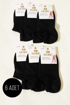 Pazarium - Bayan 6'lı Dikişsiz Burun Patik Çorap Siyah