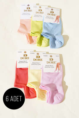 Pazarium - Bayan 6'lı Dikişsiz Burun Patik Çorap Asorti 2