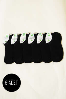 Pazarium - Bayan 6'lı Bambu Sneakers Çorap Siyah