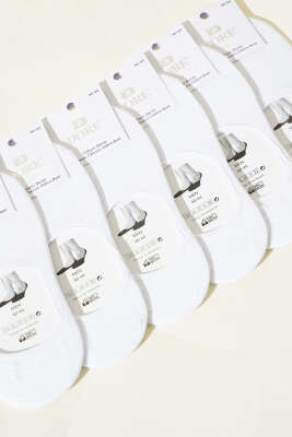 Erkek 6'lı Silikonlu Babet Çorap Beyaz - Thumbnail