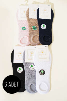 Pazarium - Bayan 6'lı Bambu File Sneakers Çorap Asorti 1