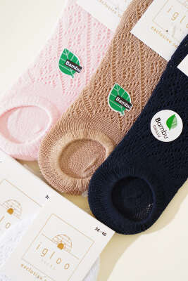 Bayan 6'lı Bambu File Sneakers Çorap Asorti 1 - Thumbnail