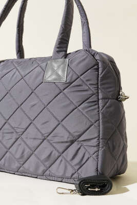 Cüzdanlı Kapitone Çanta Füme - Thumbnail