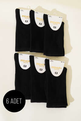 Pazarium - Bayan 6'lı Fitilli Soket Çorap Siyah