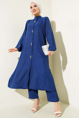 Pazarium - Taş Süslemeli Uzun Tunikli İkili Takım Parlement