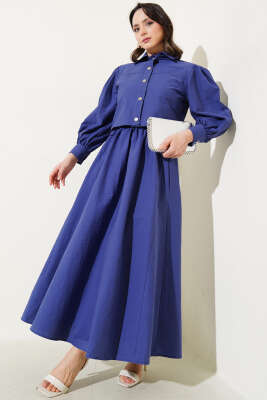 Pazarium - Bel Lastik Detaylı Paraşüt Jile İkili Takım İndigo