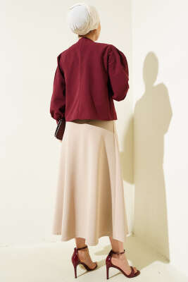 Yaka Fiyonk Aksesuarlı Bluz Bordo - Thumbnail