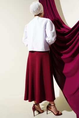 Yaka Fiyonk Aksesuarlı Bluz Beyaz - Thumbnail