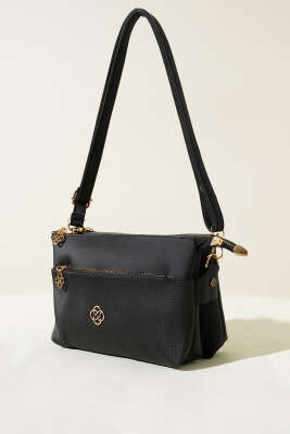 Pazarium - Fermuarlı Üç Bölmeli Çanta Siyah