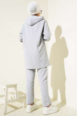 Kanguru Cepli Fermuarlı İkili Takım Melanj Gri - Thumbnail