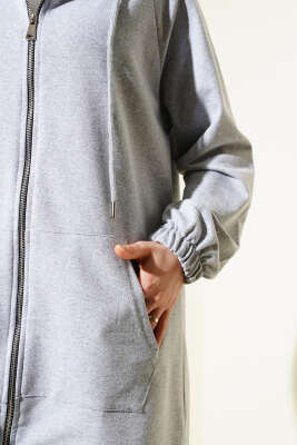 Kanguru Cepli Fermuarlı İkili Takım Melanj Gri - Thumbnail