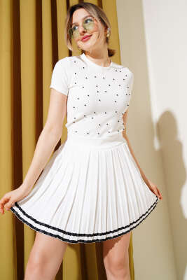 Pazarium - Önü İncili Kaşkorse Crop Ekru