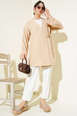 Yandan İp Bağlamalı Kimono Büsküvi - Thumbnail