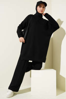 Pazarium - Loyşa Kabartma Yazılı Salaş İkili Takım Siyah