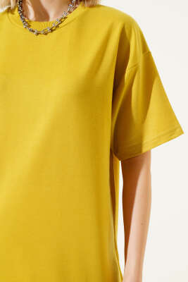 Oversize Basic T-shirt Yağ Yeşili - Thumbnail