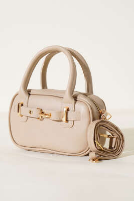 Kanca Kemerli Mini Çanta Bej - Thumbnail