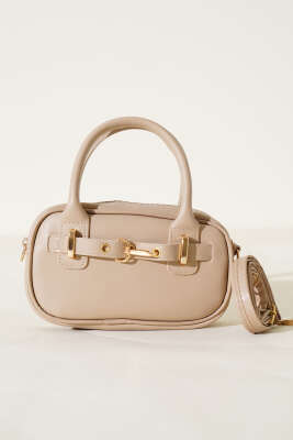 Kanca Kemerli Mini Çanta Bej - Thumbnail