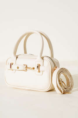 Kanca Kemerli Mini Çanta Krem - Thumbnail