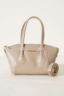 Metal Armalı Fermuarlı Çanta Bej - Thumbnail