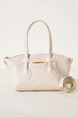 Metal Armalı Fermuarlı Çanta Krem - Thumbnail