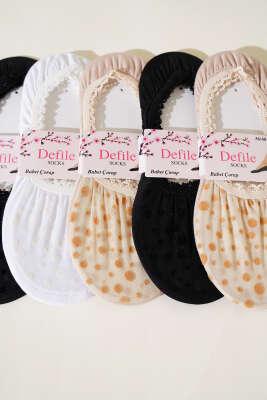 Bayan 6'lı Dantel Babet Çorap Asorti 4 - Thumbnail