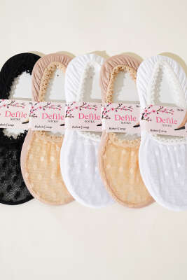 Bayan 6'lı Dantel Babet Çorap Asorti 3 - Thumbnail