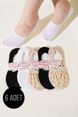 Bayan 6'lı Dantel Babet Çorap Asorti 7 - Thumbnail
