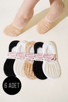 Bayan 6'lı Dantel Babet Çorap Asorti 6 - Thumbnail