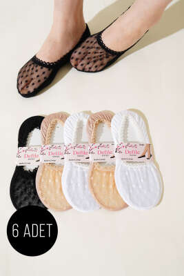 Bayan 6'lı Dantel Babet Çorap Asorti 3 - Thumbnail