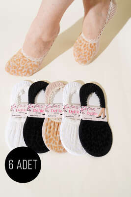 Pazarium - Bayan 6'lı Dantel Babet Çorap Asorti 2