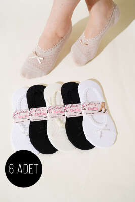 Bayan 6'lı Dantel Babet Çorap Asorti 1 - Thumbnail