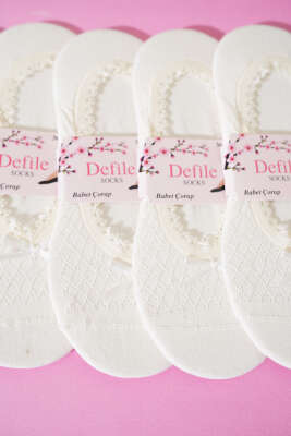 Bayan 6'lı Dantel Babet Çorap Ekru - Thumbnail