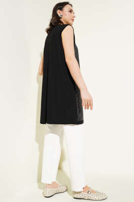 Önü Taş Süslemeli İçlik Siyah - Thumbnail