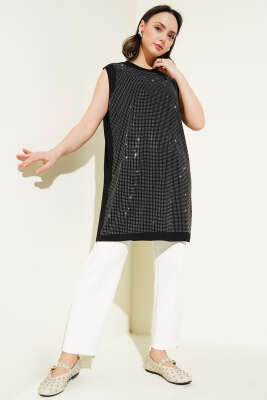 Önü Taş Süslemeli İçlik Siyah - Thumbnail