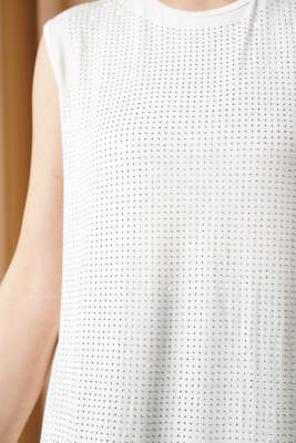 Önü Taş Süslemeli İçlik Ekru - Thumbnail