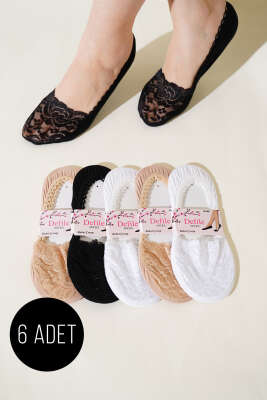 Bayan 6'lı Dantel Babet Çorap Asorti 8 - Thumbnail