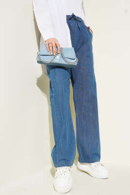 Bel Lastikli Cepli Kot Pantolon Mavi - Thumbnail