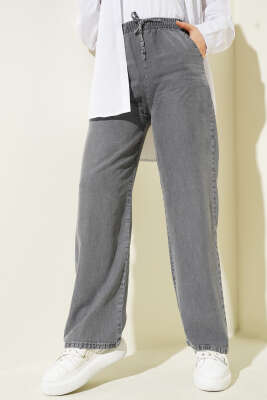 Bel Lastikli Cepli Kot Pantolon Füme - Thumbnail