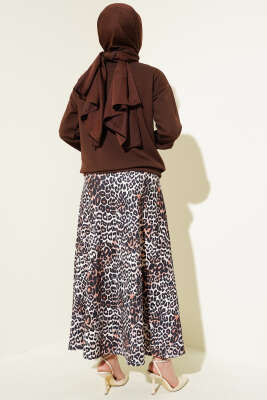 Leoparlı Etekli Scuba İkili Takım Kahve - Thumbnail