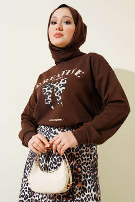 Leoparlı Etekli Scuba İkili Takım Kahve - Thumbnail