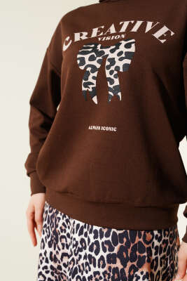 Leoparlı Etekli Scuba İkili Takım Kahve - Thumbnail