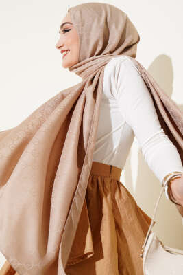 VS Desen Jakar Şal Latte - Thumbnail