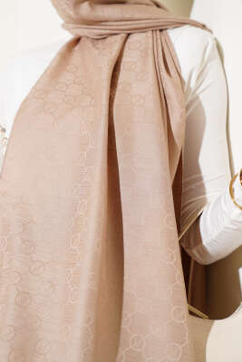 VS Desen Jakar Şal Latte - Thumbnail