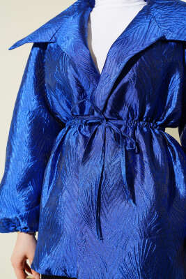 Bel Lastikli Balon Kol Jakar Ceket Saks - Thumbnail