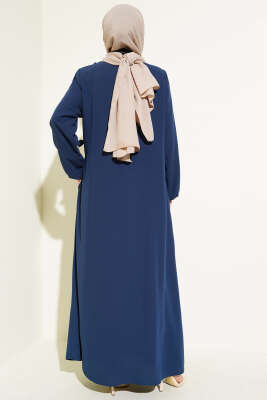 Yan Bağlamalı Taşlı Büyük Beden Ferace Parlement - Thumbnail