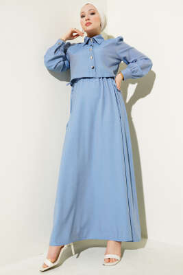 Pazarium - Bel Tünelli Yan Bağlamalı Jile İkili Takım Mavi